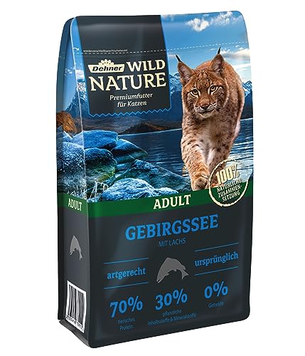 Dehner Wild Nature Katzenfutter Gebirgssee Trockenfutter getreidefrei zuckerfrei für ausgewachsene Katzen Lachs 1.5 kg