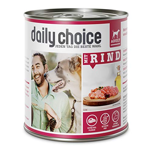 daily choice   12x 800g   Nassfutter für Hunde   getreidefrei   Rind   70% Frischfleisch  Innereienanteil Optimale Verträglichkeit