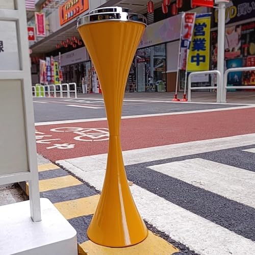 WWERTYY Standaschenbecher Abnehmbarer Zigarettenabfallbehälter Edelstahl-Aschenbecher mit beschwertem Sockel für Terrasse und Garten Gelb