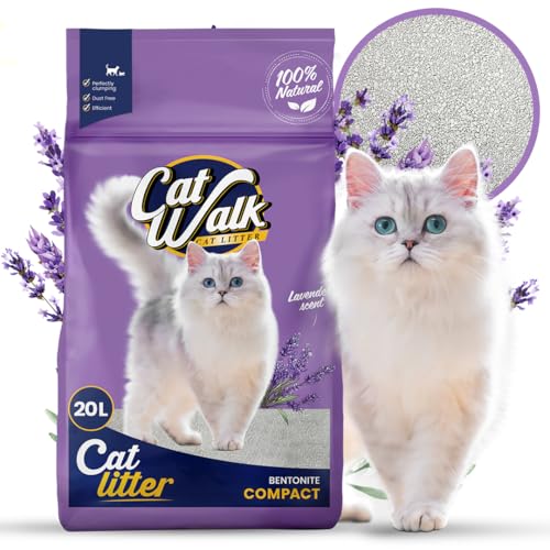 CatWalk Lavendel Katzenstreu 20L - Einzelpack 100% Bentonit klumpend Geruchskontrolle Frischer Lavendelduft hohe Saugkraft