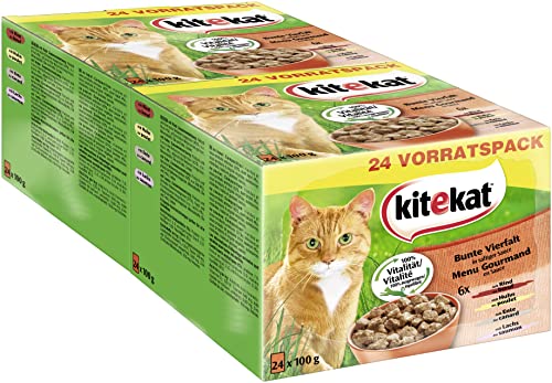 Kitekat Katzenfutter Nassfutter Bunte Vierfalt in Sauce 48 Portionsbeutel 2 x 24 x 85g