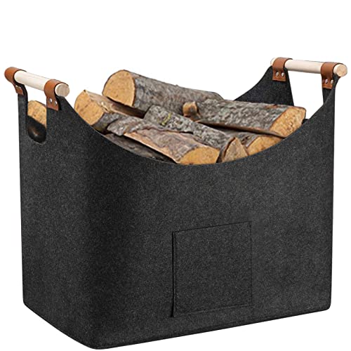  für XXL Feuerholzkorb Kaminkorb Faltbarer mit verstärktem Holzgriff für Einkauf Zeitung oder Brennholz 55x 32x 40cm