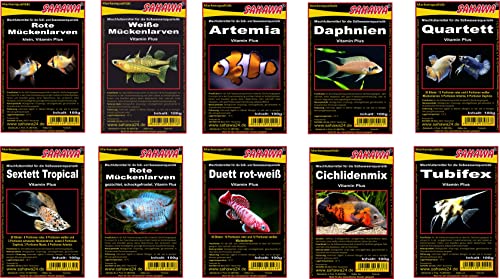 SAHAWA Frostfutterpaket 15 Blister 100g Zierfischfutter Frostfutter Fische Barsche Discus Guppys Goldfische 15 Blister 1 5 kg Frostfutter Aquarium Aquaristik Frostfutter für Fische