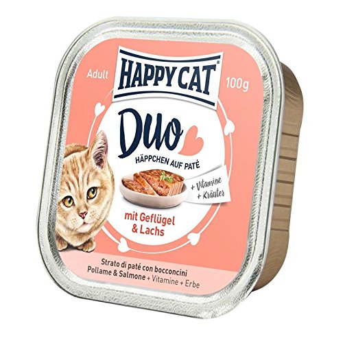 Happy Cat Duo Pat Häppchen Geflügel Lachs 12x100g