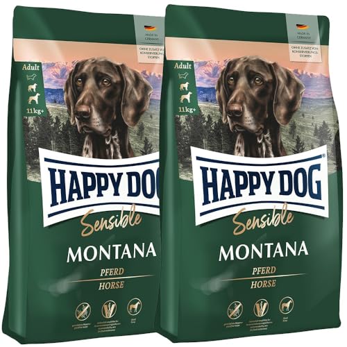 Happy Dog Sensible Montana - M - Trockenfutter Hundefutter - Geschmacksrichtung Pferd - Glutenfrei Getreidefrei Monoprotein Omega-3 und Omega-6-2x10kg