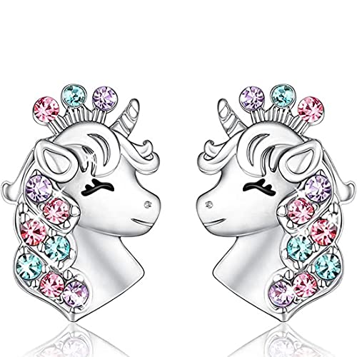 LICHUANUK Einhorn Ohrringe für Mädchen Sterling Silber Geburtstagsgeschenke für Mädchen Einhorn Schmuck Geburtstagsgeschenke für Mädchen