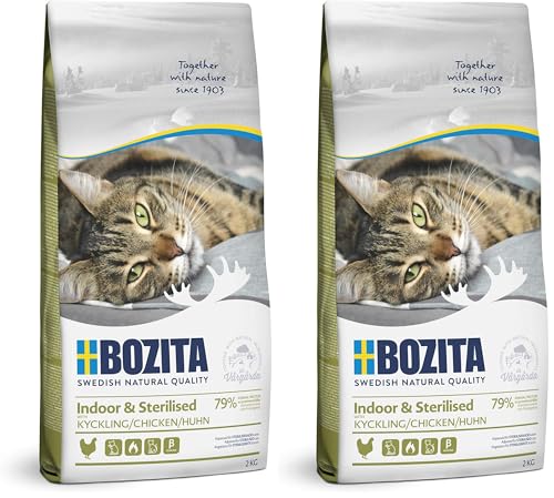 BOZITA Indoor Sterilised Hühnchen - Trockenfutter für Erwachsene hauptsächlich drinnen lebende Katzen 2 kg Packung mit 2
