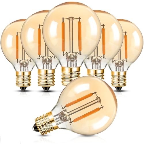 Century Light G40 E14 LED Vintage Lampe 1W Äquivalent 15 Watt Glühbirne warmweiss 2000K Golfball Amber Glas AC220V-240V 6 Stück
