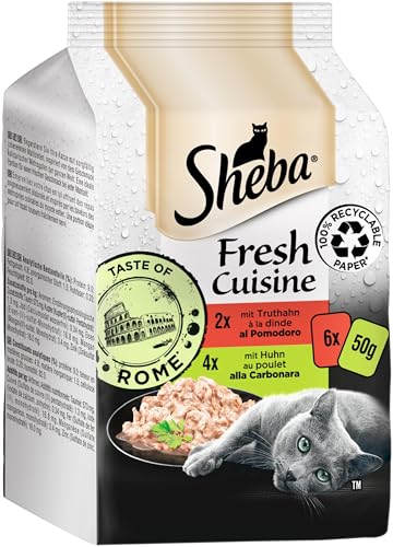 Sheba Fresh Cuisine Taste of Rome - Hochwertiges Katzen Nassfutter - Truthahn und Huhn - Im praktischen Protionsbeutel - 36 x 50g
