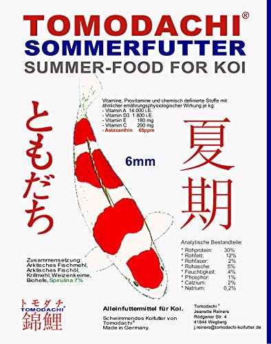 Koifutter Sommerfutter energiereich hochverdaulich Premium Koischwimmfutter Mega Wachstum toller Körper brilliante Farben der Koi Spirulina Astax wertvolle arktische Rohstoffe 6mm 2kg