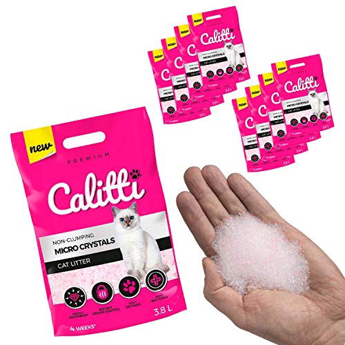 Calitti - Micro Silikat Katzenstreu Premium Crystals Silikatstreu Antibakteriell Katzensand 8-er Set 8 x 3 8 L 30 L