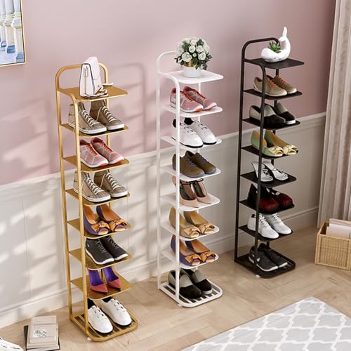 Bubinblau Vertikales Freistehender Schuh Organizer für den Eingangsbereich für 5 10 Paar Schuhe Platzsparendes für Schrank Gold 5 Layer