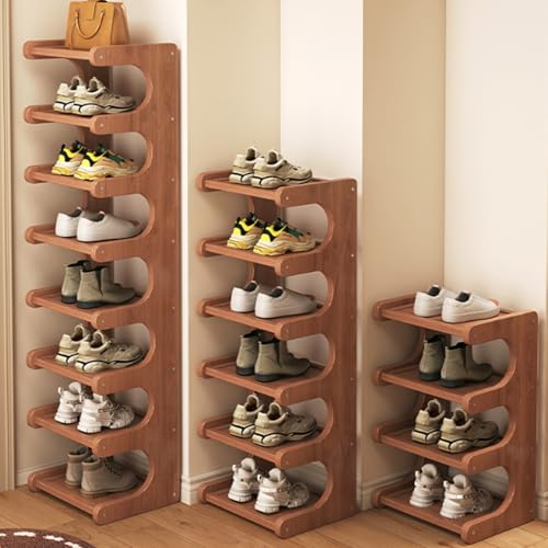 GXLBDK vertikales Schuhregal Holz schmales Schuhregal platzsparendes Eckschuhregal hoher Schuhturm freistehendes Schuhregal für Eingangsbereich Two Floors