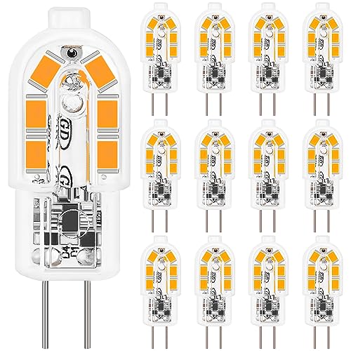 Jewan G4 LED Lampen 12er-Pack 2W G4 LED Birne Warmweiß 3000K Ersatz 20W Halogenlampen 200LM G4 LED led leuchtmittel 360 Abstrahlwinkel Nicht Dimmbar Kein Flimmern 12V AC DC Energiesparlampe