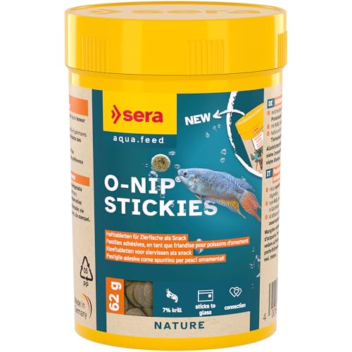 sera O-Nip Stickies 100 ml 62 g haftende Leckerbissen-Tabs für Zierfische mit Mückenlarven Tubifex 7% Krill reichhaltig ideal zur Fütterungsbeobachtung am Aquarium