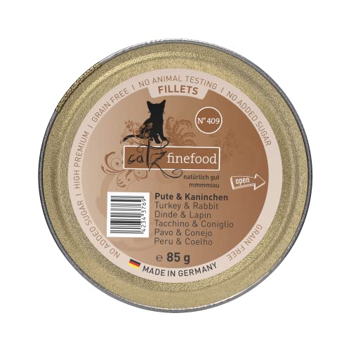 catz finefood Katzenfutter nass feine Filets No. 409 Pute Kaninchen in Jelly   getreidefreies Nassfutter für Ihre Katze ohne Zucker   Katzennassfutter vom Feinste in Gelee 85 g 12er Pack