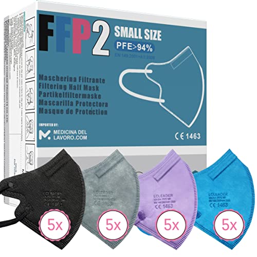 20 FFP2 KN95 Maske CE Zertifiziert Kleine Größe Small Medizinische Mask mit 4 Lagige Masken ohne Ventil Staub- und Partikelschutzmaske Atemschutzmaske mit Hoher BFE-Filtereffizienz 95 20 Stück