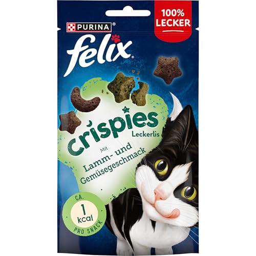 FELIX Crispies Katzensnack Knusper Leckerlie Lamm  Gemüsegeschmack 8er Pack 8x 45g