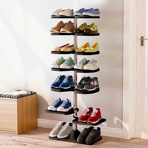 Verstellbarer 360 drehbarer Schuhregal Turm - Große Kapazität Drehbare Schuhaufbewahrung für Eingangsbereich Wohnzimmer Badezimmer - Platzsparendes offenes Regal 115 1 cm
