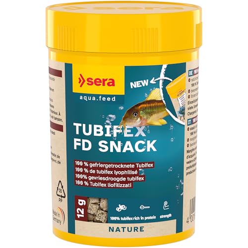 sera Tubifex FD Snack 100 ml 12 g gefriergetrocknete 100% Tubifex natürlicher proteinreicher Snack für fleischfressende Zierfische fördert Wachstum Regeneration