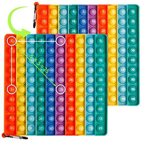 Pop On It 2 in 1 MEINRAUM Poppit XXL Fidget It Toys 100 Zahlen Push Bubble Pop Spielzeug Stressabbau Sensory Toy Rainbow Multiplikationsbrett Lernspielzeug für Kinder Aufklärung Digitaler