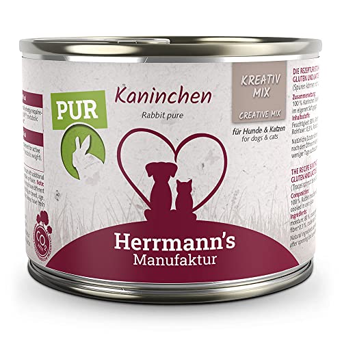 Herrmann s - Kreativ-Mix Kaninchen Reinfleisch - 12 x 200g - Nassfutter - Für Hund Katze