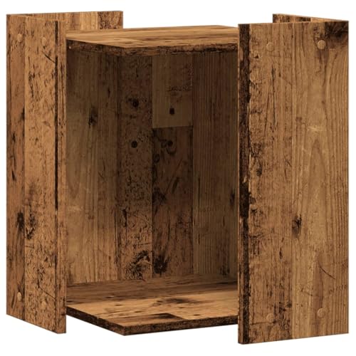 vidaXL Katzenklo Schrank Katzenschrank Katzentoilette Beistelltisch Katzenhaus Katzenmöbel Verstecktes Design Altholz-Optik Holzwerkstoff