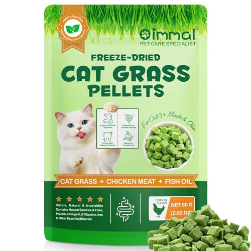 Katzengras Snacks für innen 80g gefriergetrocknet. Zahnreinigung reduziert Haarballen fördert die Verdauung mit natürlichem Hühnchen