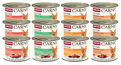 Carny Kitten Mix Variation 12x 200g Kitten ohne Getreide und Zucker von animonda für wachsende Kätzchen bis 1 Jahr frischen Zutaten