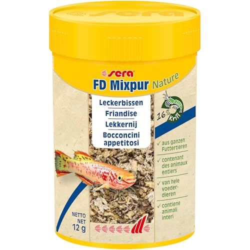 sera Mixpur FD Snack 100 ml 12 g natürlicher Leckerbissen aus Daphnien Mückenlarven Tubifex Krill abwechslungsreiche Mischung ganzer Futtertiere für Zierfische