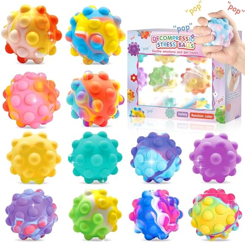 Gytera 12 Stück Stressballs Anti Stress Bälle für Kinder Erwachsene Toys für Stressbälle Stressball Squeeze Ball Set Anti Stress Bälle für Zuhause Büro Schule