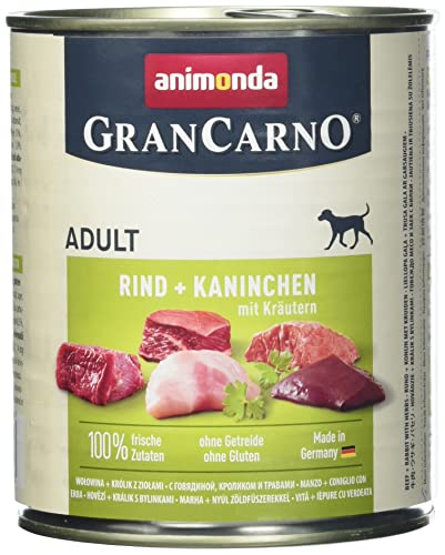 animonda Gran Carno adult Hundefutter Nassfutter fÃ¼r erwachsene Hunde Rind Kaninchen mit KrÃ¤utern 6 x 800 g