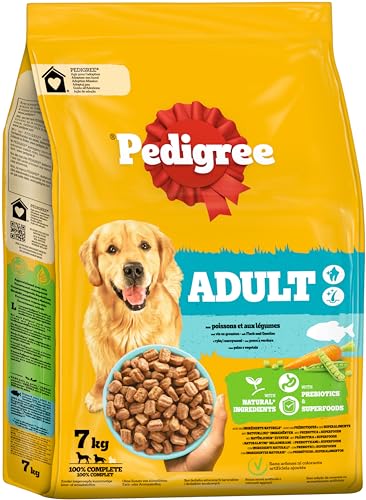 Pedigree Adult Hunde Trockenfutter für ausgewachsene Hunde mit Fisch und Gemüse 7kg