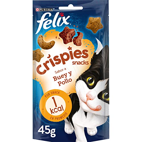 Felix Purina Crispies Snack Katze mit Ochse und Huhn 8 Beutel 45 g