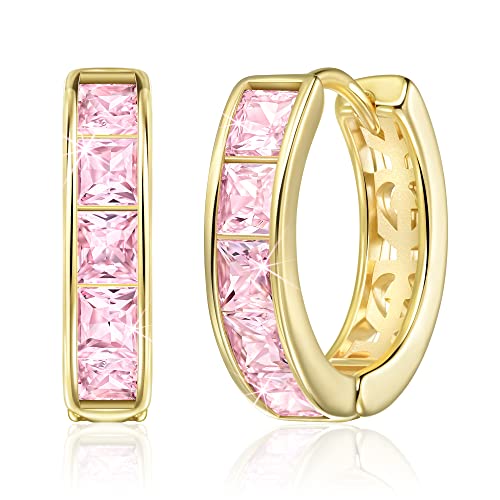 Linawe Rosa Kleine Creolen Gold Mini Piercing Ring Ohrhänger Ohrringe Damen Huggies Ohrringe Schmuck Ohrstecker Goldene Creolen