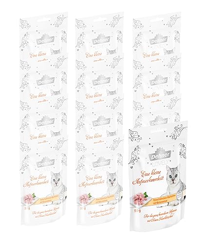 Dehner Premium Lovely Katzensnack Adult Ergänzungsfutter Huhn und Katzenminze 12 x 50 g 600 g
