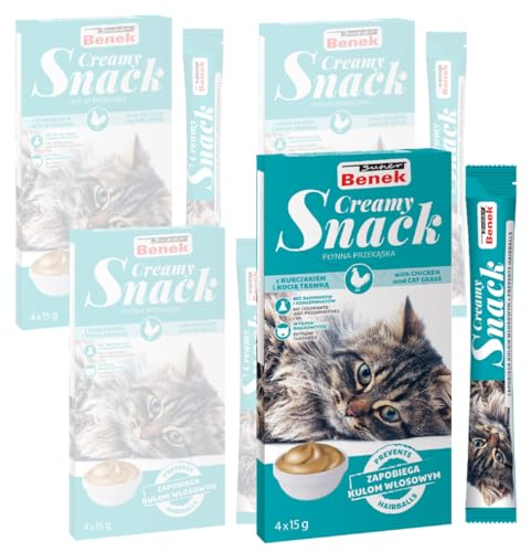 Super Benek Creamy Hähnchen-Snack Katze Snack 4x 15g x4