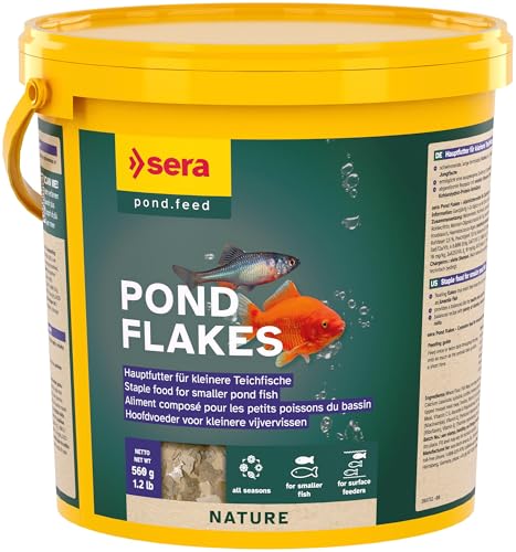 sera Pond Flakes 3 8 L 560g Hauptfutter für Teichfische ohne Farb- Konservierungsstoffe fördert Gesundheit Wachstum für Goldfische Bitterlinge Jungfische für sauberes Teichwasser