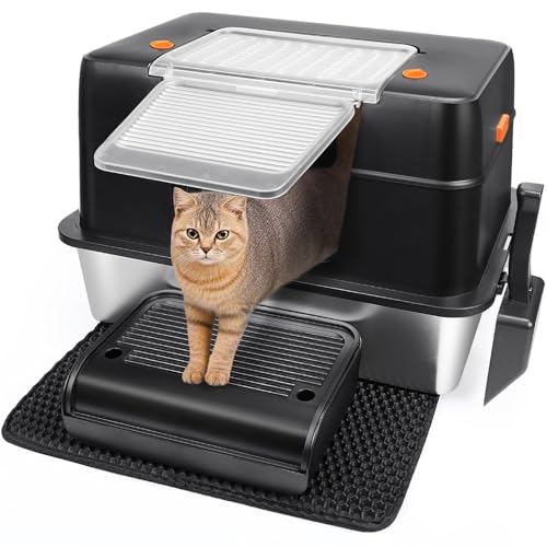 Vivifying Edelstahl Deckel XL Leicht zu Reinigen und Geruchsresistent Edelstahl Rostfreier Stahl Pedals Schaufel und Matte Schwarz