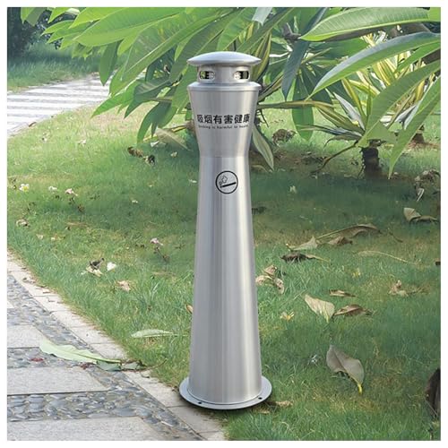 LADECNERHT Standaschenbecher Zigarettenkippensammler 109 cm Hoch Gewerblicher Mülleimer Edelstahl Für Terrasse Einkaufszentrum Büro Und Hotel Silber Movable