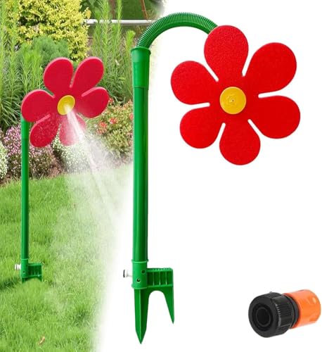 Wassersprinkler Outdoor 360 Wasserblume für Bewässerung Sprenger beweglich Rasensprenger Spielzeug Für Draußen Haustiere Rot