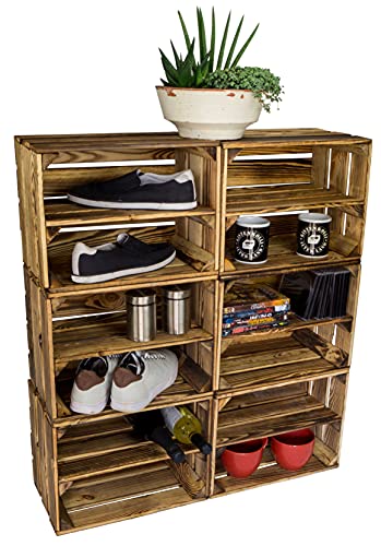 geflammtes Bella Mini für Kinder Zwischenbrett 40x 30x 25 cm Apfelkisten Weinkisten Holzkisten aus dem Alten Land 6x Mini für Kinder