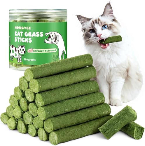20Pcs Katzenkraut-Sticks 100g Katzengras Snack Kausticks Katzenminze Catnip Catgrass Snack Lyophilis Für Katze l limination des Boules de Poils Nahrungsergänzung Schützt das Magen-Darm-System
