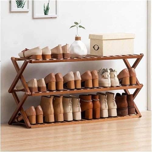 Schuhregal aus Bambus 3-stöckig zusammenklappbar für Zuhause Eingangsbereich und Schrank stilvoller Schrank mit großer Kapazität