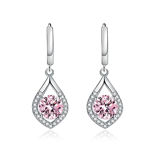 Whoiy Pink Rund Geschenke für Mutter Tochter Braut Rundschliff Zirkonia Rosa