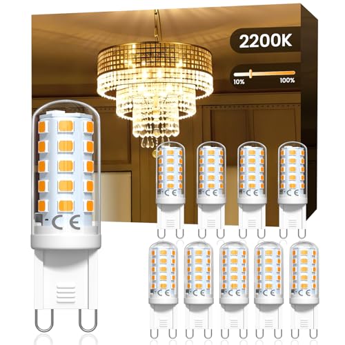 TobeBright G9 LED 4W Lampe Warmweiß 2200K Dimmbar 220V-240V Augenpflege Glüihbirne G9 Gluhbirnen 30W-40W Halogenlampe Ersatz Kein Flimmern Energieeinsparung die Leuchtmittel 10 Stück