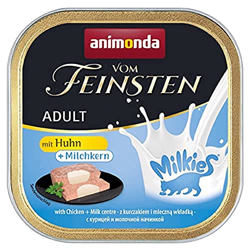 animonda Vom Feinsten Adult Katzenfutter Nassfutter für ausgewachsene Katzen mit Huhn Milchkern 32 x 100 g