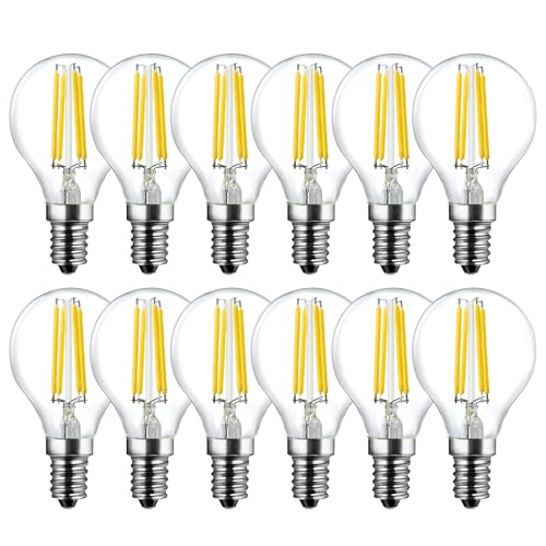 BRIMAX 12 Stück E14 LED Dimmbar Leuchtmittel 2700K Warmweiss 4W ersetzt 40 Watt 400 Lumen AC220-240V G45 Kleine Klar Glass Filament Lampe für Deckenlampen Wandlampen Kronleuchter Tischlampen