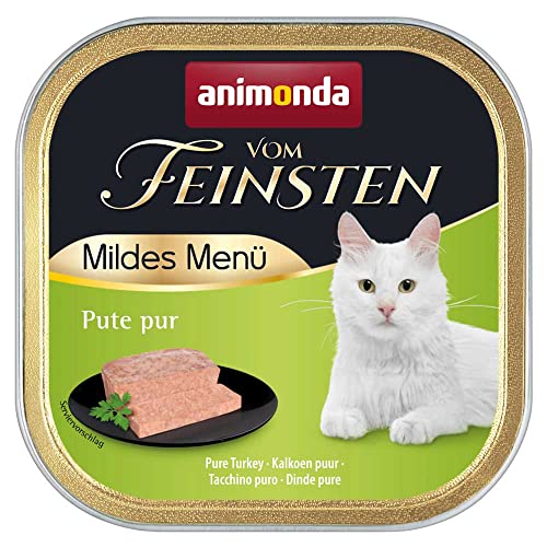 animonda Vom Feinsten adult Katzenfutter Nassfutter für ausgewachsene Katzen mildes Menü Pute Pur 32 x 100 g