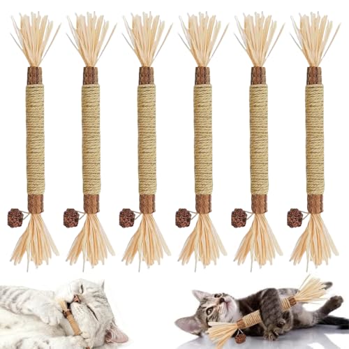 YUPZAR 6 Stück Katzenminze-Sticks für Katzen Spielzeug für das Zahnen von Katzen zur Zahnpflege und zur Vorbeugung von Mundgeruch